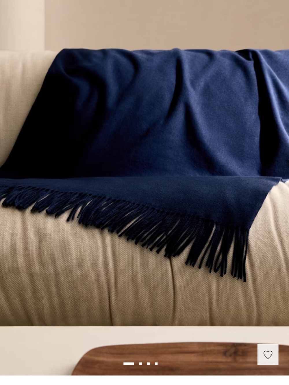 Mango Navy Blue Fringe Throw Blanket